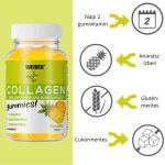 Weider Collagen gumivitamin (50 db) – Kollagén és C-vitamin tartalommal a bőr, ízületek és csontok támogatásáért, ananász ízben