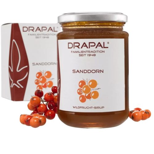 Drapal Homoktövis Szirup, 450 g/340 ml - narancsos ízesítéssel, magas C-vitamin és antioxidáns tartalommal