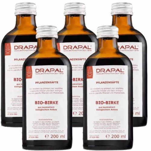 Drapal Bio Nyírfa Préslé, 5-os csomag (5x200 ml) - a vese és húgyutak természetes támogatására
