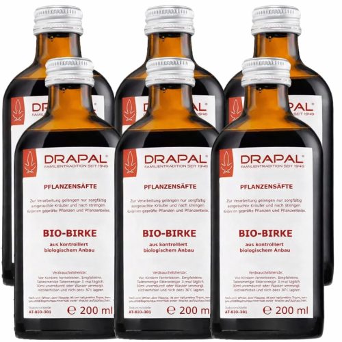 Drapal Bio Nyírfa Préslé, 6-os kúracsomag (6x200 ml) - a vese és húgyutak természetes támogatására