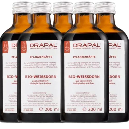Drapal Bio Galagonya Préslé, 5 db-os csomag (5x200ml) - a szív természetes támogatására